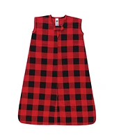 Hudson Baby Boys Cotton Sleeveless Wearable Sleeping Bag, Sack, Blanket, Buffalo Plaid, 0-6 Months