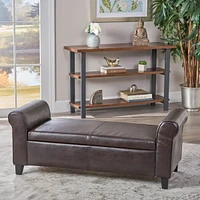 50” Armed Storage Bench,Upholstered Ottoman for Bedroom,Living Room, or Entryway-The Pop Home