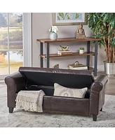 50” Armed Storage Bench,Upholstered Ottoman for Bedroom,Living Room, or Entryway-The Pop Home