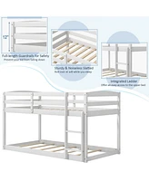 Gouun Twin Size Bunk Bed with High Guardrails and Integrated Ladder