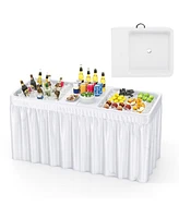 Gouun 5 Ft Folding Ice Cooler Table with Double Sinks for Camping Party Picnic Wedding