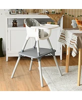 Gouun 4-in-1 Baby Convertible Toddler Table Chair Set with Pu Cushion