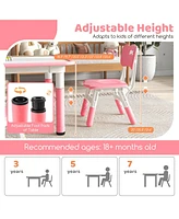 Gouun Kids Table and Chairs Set for 4 with Graffiti Desktop