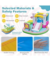 Gouun Inflatable Bounce House Bouncy Castle with Slide and Obstacle and Ball Pit without Blower