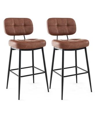 Gouun Set of 2 Bar Stools with Padded Seat and Footrest for Kitchen Island