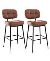 Gouun Set of 2 Bar Stools with Padded Seat and Footrest for Kitchen Island