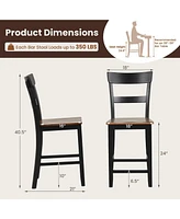 Farmhouse Dining Bar Stool Set of 2 with Solid Rubber Wood Frame