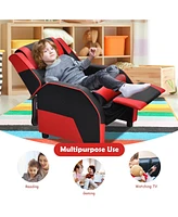Gouun Kids Youth Pu Leather Gaming Sofa Recliner with Headrest and Footrest