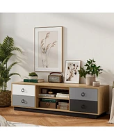 Gouun Modern 55 Inch Tv Stand with 2 Storage Cabinets for TVs up to 60 Inch