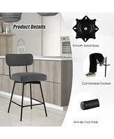 Gouun 25 Inch 2-Piece Modern Upholstered Bar Stools with Back and Footrests