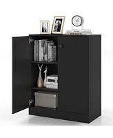 Gouun 2-Door Modern Floor Storage Cabinet with 3-Tier Shelf
