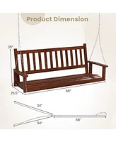 Gouun 3-Person Wooden Outdoor Porch Swing with 800 lbs Weight Capacity