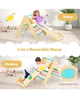 Gouun 2-in-1 Wooden Kids Climber Toys with Triangle Arch Ramp