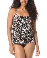 Coco Reef Womens Aura Printed Tiered Underwire Tankini Top Bikini Bottoms