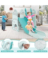Gouun Toddler Slide and Swing Set with Extra-long Slide Height Adjustable Swing Basketball Hoop and Climber