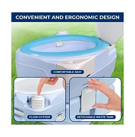 SereneLife 15-Liter Outdoor Portable Toilet with Extra Large Seat, Moonwhite