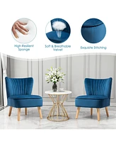 Gouun Modern Armless Velvet Accent Chair with Wood Legs