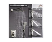 Casainc 10 Inch Wall Mounted Square Shower System Set with Handheld Spray
