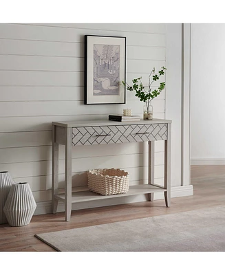 Kings Brand Furniture Kings Brand Leffler Console Table with Drawer and Storage Shelve, Off-White