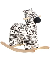 Qaba Kids Rocking Horse, Zebra Shaped Ride on Horse with Realistic Sound