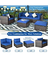 Gouun 6 Pcs Patio Rattan Furniture Set with Sectional Cushion