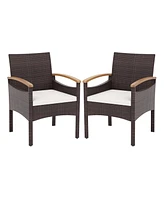 Gouun Patio Dining Chairs Set of with Acacia Wood Armrest and Heavy Duty Metal Frame- Pieces