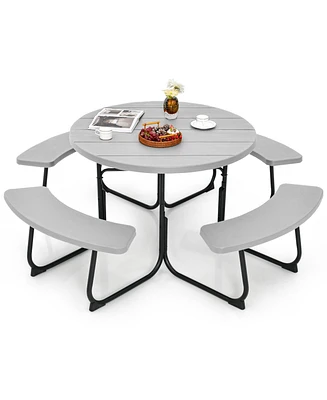 Gouun 8-Person Outdoor Picnic Table and Bench Set with Umbrella Hole