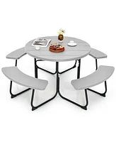 Gouun 8-Person Outdoor Picnic Table and Bench Set with Umbrella Hole