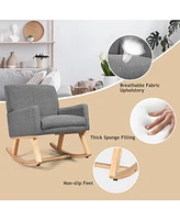 Gouun Upholstered Rocking Chair with and Solid Wood Base