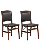 Gouun Set of 2 Folding Dining Chairs with Padded Seat and High Backrest