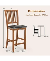 Gouun 2-Piece Bar Chair Set Counter Height Bar Stool with Backrest