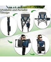 Gouun Folding Camping Directors Chair with Cooler Bag and Side Table