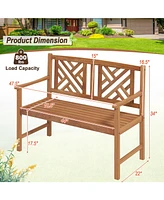 Gouun 2-Person Wooden Outdoor Bench with Cozy Armrest and Backrest