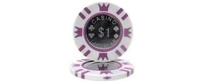 Slickblue Poker Chips with Metal Inlay - 25-Pack Coin Design, $1