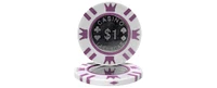 Slickblue Poker Chips with Metal Inlay - 25-Pack Coin Design, $1