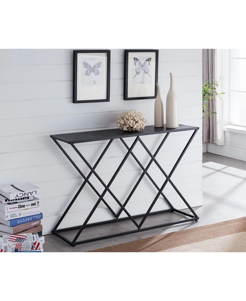 Kings Brand Furniture Calvert Textured Black Console Display Table, Black