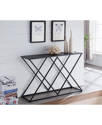 Kings Brand Furniture Calvert Textured Black Console Display Table, Black