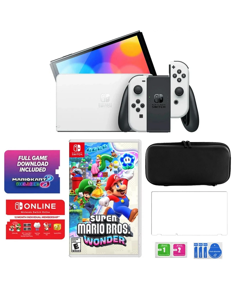 Nintendo Switch Oled MarioKart 8 Bundle with Accessories & Mario Wonder