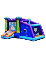 Gymax Inflatable Bouncer Alien Bounce House Kids Jump Slide Ball Pit Without Blower