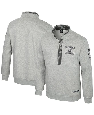 Colosseum Men's Heather Gray Auburn Tigers Oorah Oht Military Appreciation Fleece Quarter-Zip Jacket