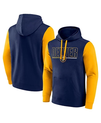 Logo Athletic Men's Navy Denver Nuggets Outline Colorblock Pullover Hoodie