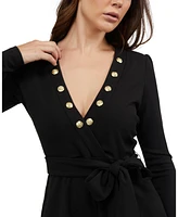 Bebe Women's Snap Detail Belted Romper