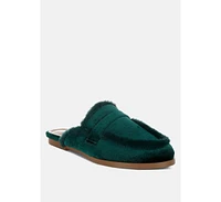 Rag & Co Mules Fur Detail Velvet Slip-On