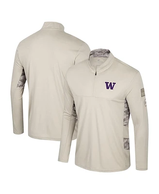 Colosseum Men's Natural Washington Huskies Oht Military Appreciation Quarter-Zip Jacket