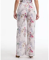 Bebe Women's High Waisted Floral Flowy Pants