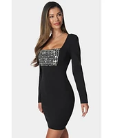 Bebe Women's Beaded Bodice Mini Dress