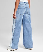 And Now This Petite Two-Tone Wide-Leg Double-Waist Jeans, Exclusively at Macy's