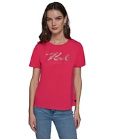 Karl Lagerfeld Paris Women's Embellished-Logo T-Shirt