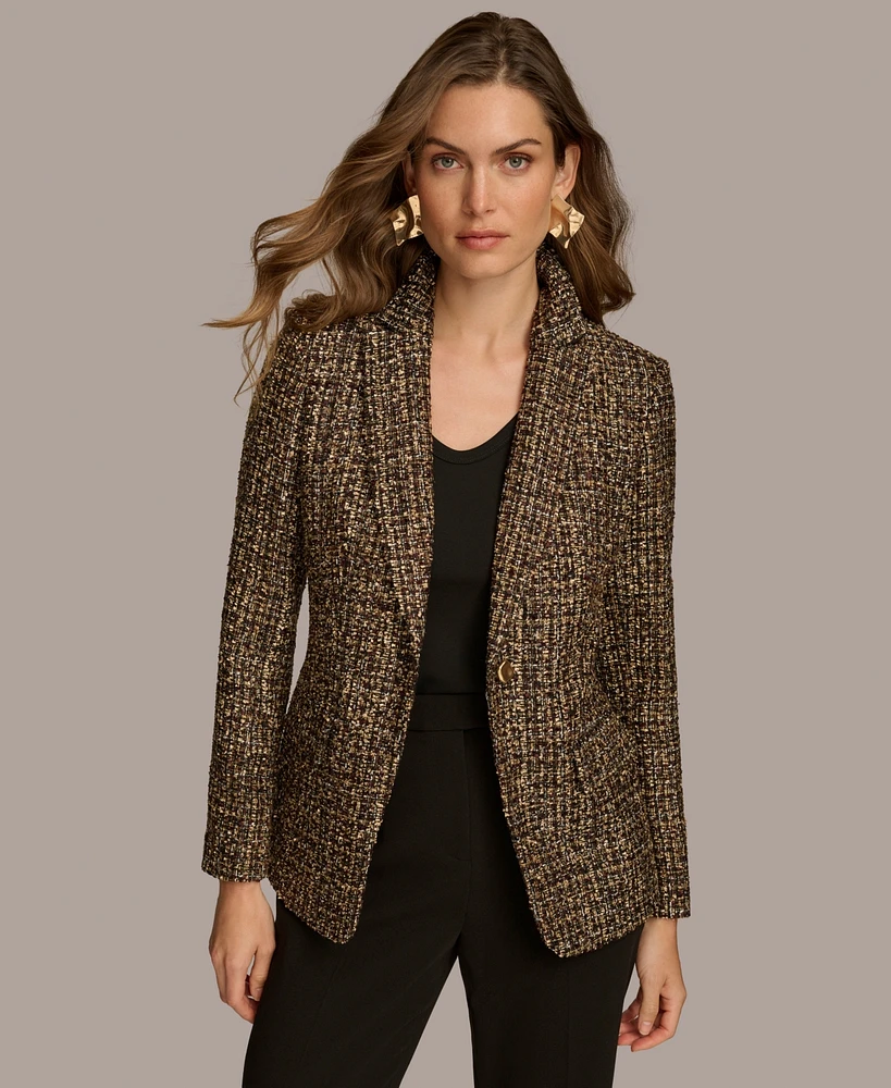 Donna Karan New York Women's Single-Button Tweed Blazer