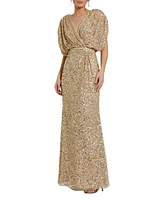 Mac Duggal Women's Draped Sleeve V Neck Gown